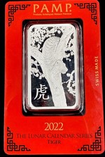 2022 Pamp Lunar Calendar Series Tiger 1 oz .999 Fine Silver Bar picture