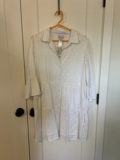 NWT Tommy Bahama Cotton Clip Tiered Shirt Dress White 100% Cotton M picture