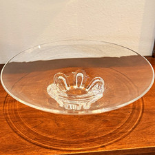 Steuben Vintage Glass Foot Coronet Bowl, Signed. 13” Diameter. picture