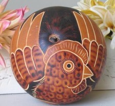 Gourd Art Bertha Medina CHICKEN Folk Art HEN  One of a Kind AMAZING picture