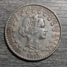 Brazil 2000 Reis 1913 A Silver Coin Circulated Cleaned Berlin Mint picture