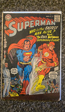 DC Comics Superman #199 (Aug 1967) The Race Between Superman & The Flash picture