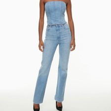 Aritzia Denim Forum The 90s Naomi Super Hi Stovepipe Jeans Light Wash Size 24 picture
