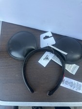 Genuine Disney Mickey Mouse Solid Black Faux Leather Ear Headband 2024 Hot picture
