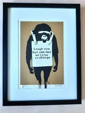 Banksy Screen Print Laugh Now Screen Print NO POW NO PEST Original picture