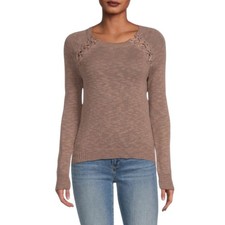 $143 NWT Renee C. Womens  Sweater Top Size XL Brown Pullover Raglan Sleeve Cozy  picture