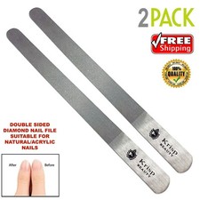 DOUBLE DUAL SIDED STAINLESS STEEL METAL NAIL FILE MANICURE PEDICURE SPA TOOL 2X picture