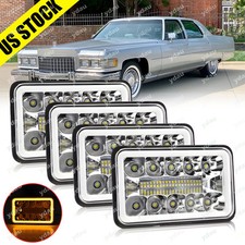 4pcs 4x6'' LED Headlights Hi-Lo W/DRL For Cadillac Fleetwood DeVille 1975-1986 picture
