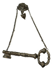 Antique 19C German 13L Silver Chatelaine Key Needle Case Clip Schwäbisch Gmünd picture