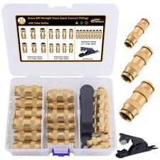 CheeMuii 23 PCS Brass DOT Air Line Fittings Kit 1/4 3/8 1/2 23PCS, Gold picture