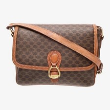 CELINE Macadam Brown Small Crossbody Bag Buckle Closure Gold Hardware Pockets picture