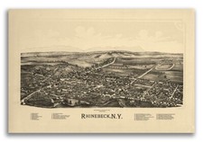 Rhinebeck New York 1890 Historic Panoramic Town Map - 24x36 picture