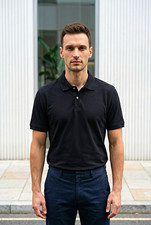 St John’s Bay Men’s Black Solid Polo Shirt Short Sleeve Button Placket 2XL picture