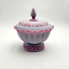 Fenton Blue Burmese 3 Piece Ogee Covered Candy Dish RARE picture