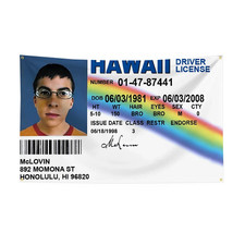 Mclovin Flag Superbad Fake ID Hawaii Driver License Novelty Banner 90x150cm picture