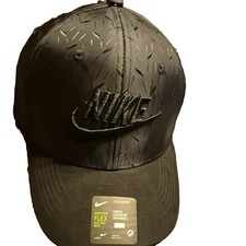 Nike Classic 99 Swoosh Flex suede brim Cap Black M/L Flexfit NEW picture