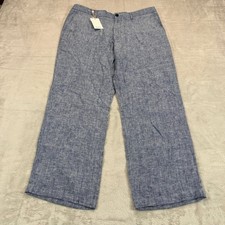 NEW Quince Mens 36x30 100% European Linen Relaxed Fit Pants Blue Classic Casual picture