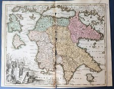 Accurata Morae olim Peloponesus Peloponnese (Morea) Greece Map c.1718 Weigel picture