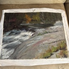 Harry Barton Painting On Canvas Of Waterfall In Vermont picture