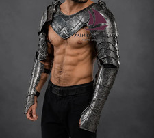 ZAIN Medieval Knight Armor Steel Gorget Pauldrons & Arm Guards Thanksgiving Gift picture