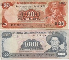 NICARAGUA 1,000 and 20,000 CORDOBAS 1985 - 1987 BCN picture