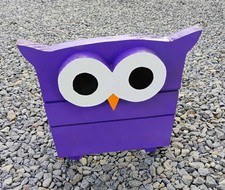 Adorable Unique Handcrafted Purple Owl Planter Box picture