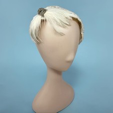 Vintage Urbi et Orbi Hand Beaded Ivory Feather Cocktail Hat Bridal Fascinator picture