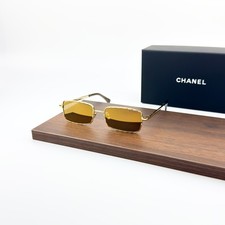 Chanel CH4295 Sunglasses Gold Metal Frame Brown Lens Rectangle New w/ Box picture