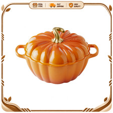 Williams Sonoma Le Creuset Pumpkin Cocotte 4 Qt Enameled Cast Iron Dutch Oven picture