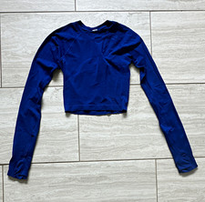 Lululemon Women's Blue Cropped Long Sleeve Crew Neck Top Size 2 picture