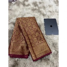 Nene Royal AGT 2026 Style Thai Songket Samping Hand-Woven Gold Thread Waist Sash picture
