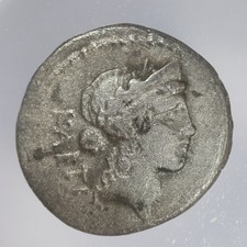 C. Considius Paetus AR Denarius Imperatorial Republic Silver Coin 46 BC NGC VG picture
