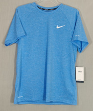 Nike Swim Shirt Mens Size Large Dri Fit UPF 40+   Short Sleeve Blue NEW picture