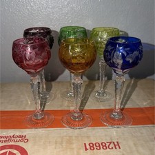 Vintage Ajka Hungary Goblet Glasses Retired Cut To Crystal Miniature picture