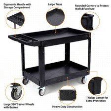 Garvee|Utility Cart|550Lbs|2-Tier|Swivel Wheels|Brakes|Warehouse Garage Use picture