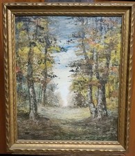 Vintage R.H. Kilian Autumn Forest Oil Canvas 20x24