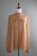 ZIMMERMANN $695 Metallic Clip Dot Silk Blend Button Up Blouse Top Size 3 US 10 picture