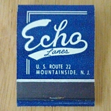 Echo Lanes Bowling Matchbook Cover, U.S. Route 22, Mountainside NJ complete  picture