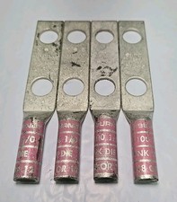 Lot of 4 - BURNDY YA25-2N, YA252N LUG CRIMP N100 1/0 AWG Two HOLE 1/2
