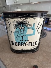Vtg Weibro Dads Worry File Trash Can Waste Basket USA Rare picture