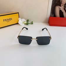 Fendi FE4082U Sunglasses 58‑16‑140 Gold Rimless Square Frame Dark Grey Lens picture