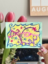 ACEO Original Whimsical Cute Abstract Star  Dream Fantasy Watercolor Mini Art picture