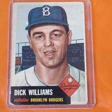 Topps 1953 Dick Williams Brooklyn Dodgers Baseball Base Set #125 Bio Black picture