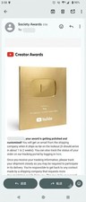 Buy Genuine YouTube 1 Million Golden Plaque  Awards  with Custom Name Engraving picture
