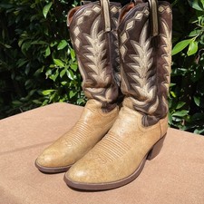 Vintage Dan Post 6552 Genuine Elk Leather Cowboy Boots 9.5 D Made in Spain picture
