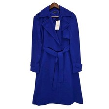 NWT Theory Oaklane B Admiral Crepe Trench Coat Cosmic Blue Belted Size P XS $595 picture