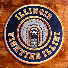 Illinois Fighting Illini Embroidered Tote Bag Patch Chief Illiniwek Large 12x12” picture