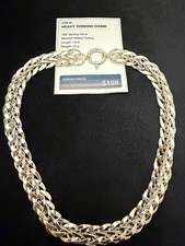 Heavy 53g Sterling Silver Braided Chain Necklace 19” AK925 Turkey .925 picture