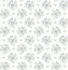 Wallpaper Designer Blue and Lavender Roses On White 60 Sq Ft Bolt picture