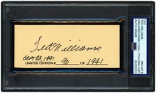 Ted Williams 2x5 Red Sox Auto Grade Near Mint/Mint Signed Cut Signature PSA/DNA picture